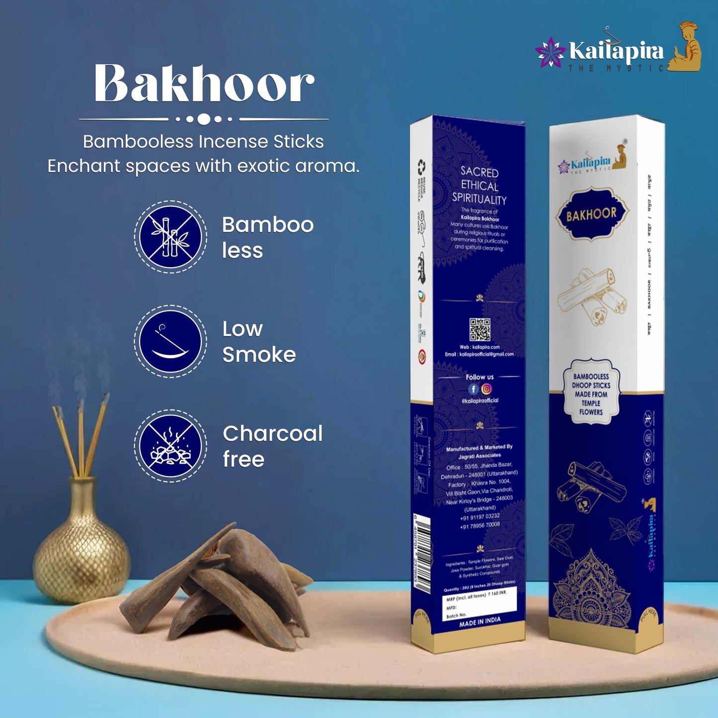 Kailpira Bakhoor Incense Sticks – 8” Premium Dhoop Batti, Incense Sticks (Pack of 20)