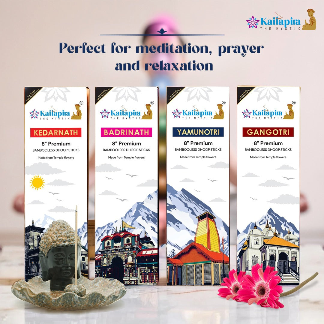 Chardham Series 8” Premium Dhoop Batti, incense sticks (Pack of 4*40 sticks)