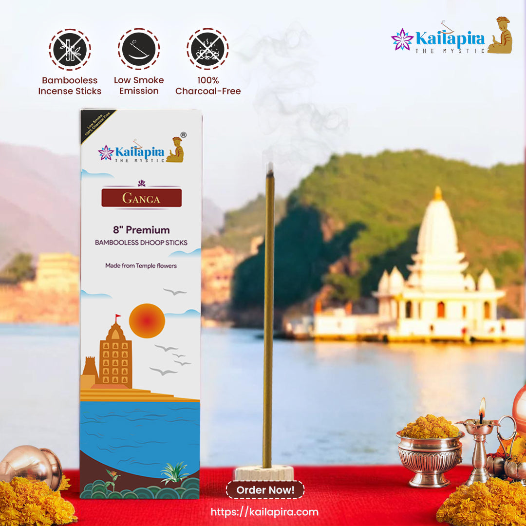 Ganga 8″ Premium Dhoop Batti | Incense Sticks (Pack of 20 Sticks)