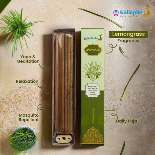 Kailapira Lemongrass Incense Sticks – 8” Premium Dhoop Batti, Incense Sticks (Pack of 20)
