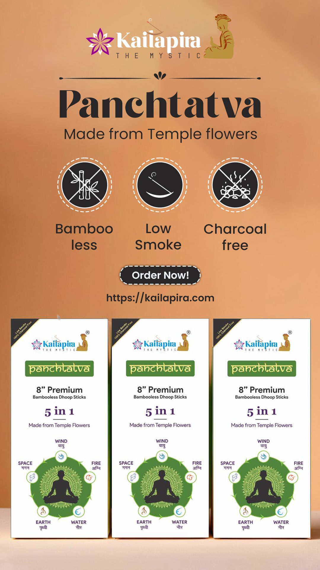 Panchtatva 5 in 1 Element Series | Bamboo-Less Incense Sticks