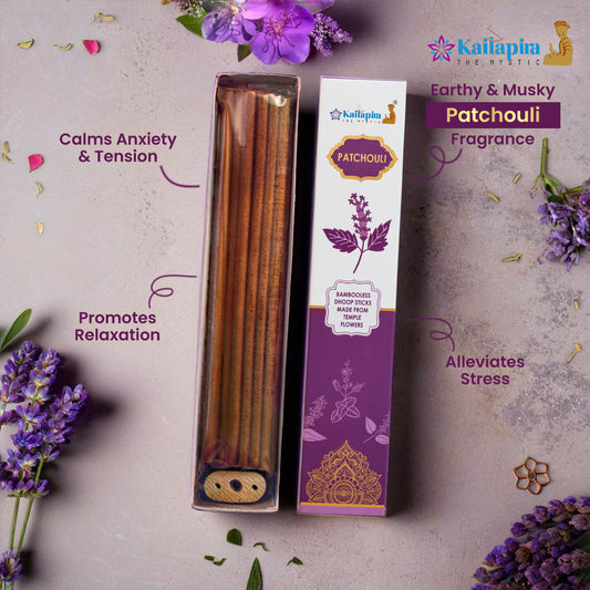 Kailapira Patchouli Incense Sticks – 8” Premium Dhoop Batti, Incense Sticks (Pack of 20)