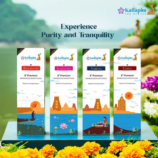 River Series Combo 8″ Premium Dhoop Batti | Incense Sticks (Pack of 4 X 20 Sticks)