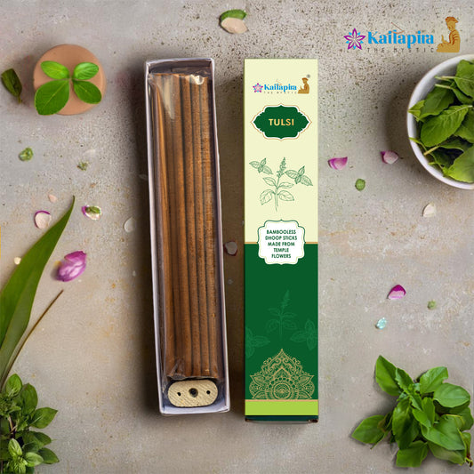 Kailapira Tulsi Incense Sticks – 8” Premium Dhoop Batti, Incense Sticks (Pack of 20)