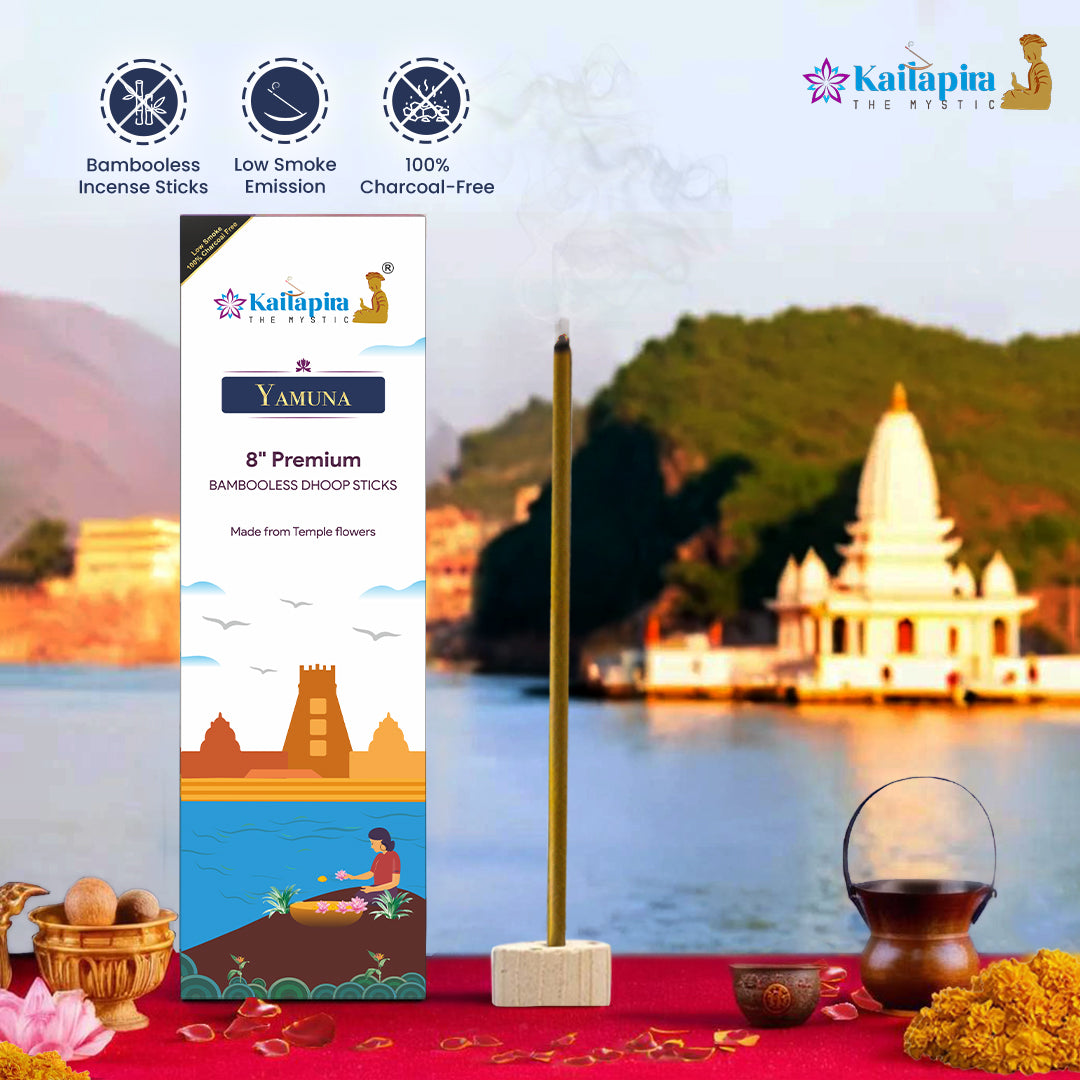 Yamuna 8″ Premium Dhoop Batti, Incense Sticks (Pack of 20 Sticks)