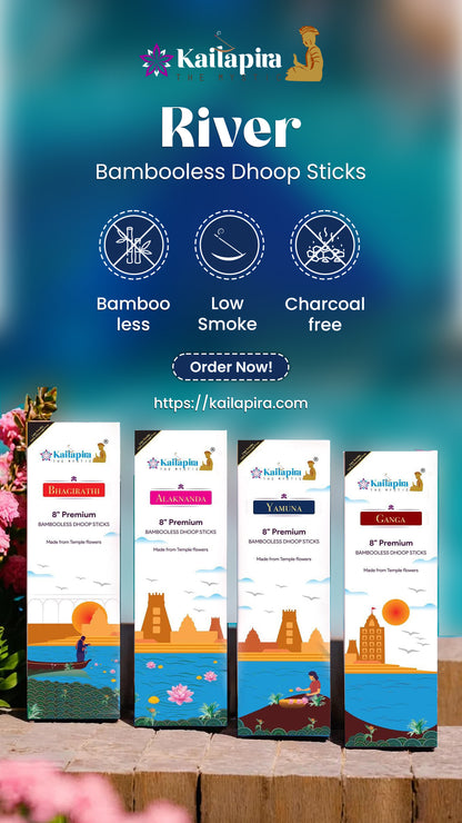 River Series Combo 8″ Premium Dhoop Batti | Incense Sticks (Pack of 4 X 20 Sticks)